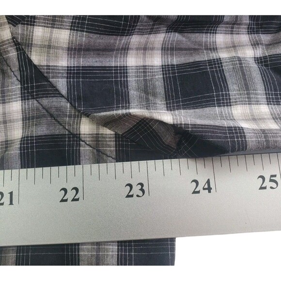 Express Button Front Shirt Mens XL Black Gray Plaid Modern Fit Neck 17.5 Casual - Picture 5 of 7